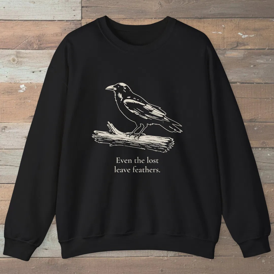 Lost Feathers Sweatshirt Black Outdoor Nature Tee
