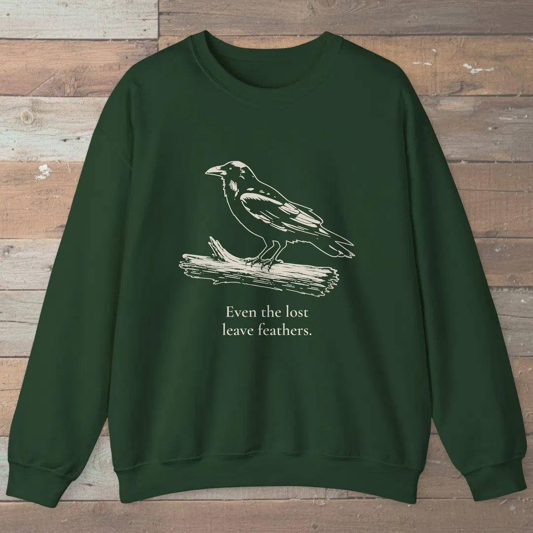 Lost Feathers Sweatshirt Forest Green Outdoor Nature Tee