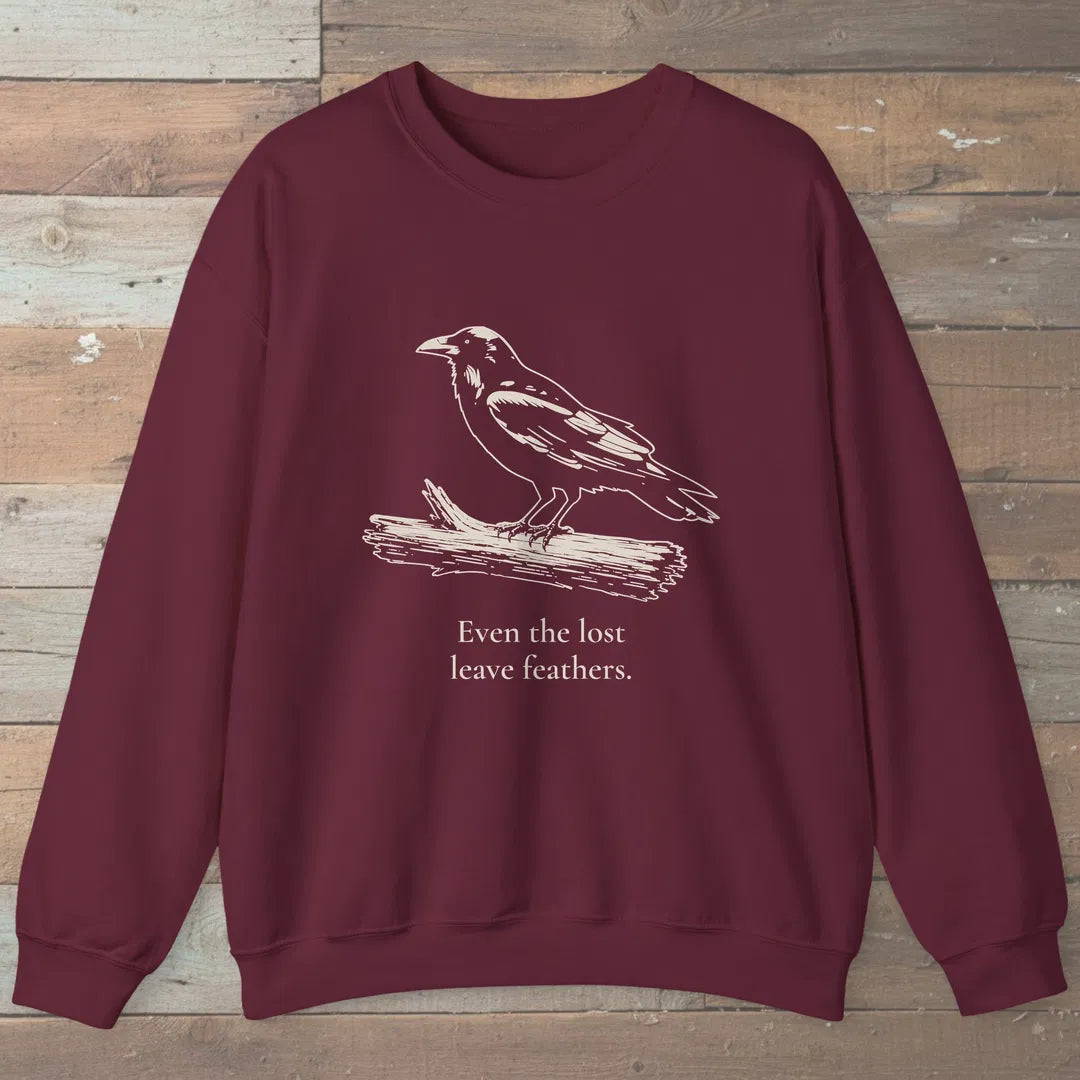 Lost Feathers Sweatshirt Maroon Outdoor Nature Tee