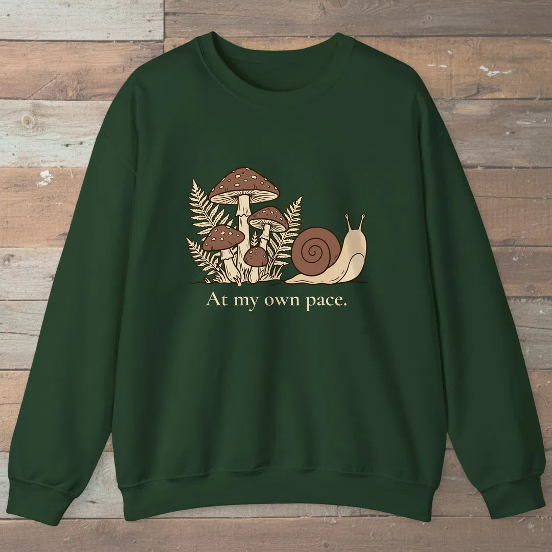 Own Pace Sweatshirt Forest Green Outdoor Nature Tee