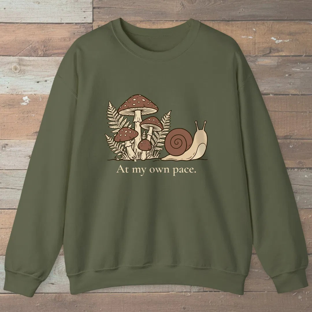 Own Pace Sweatshirt Military Green Outdoor Nature Tee