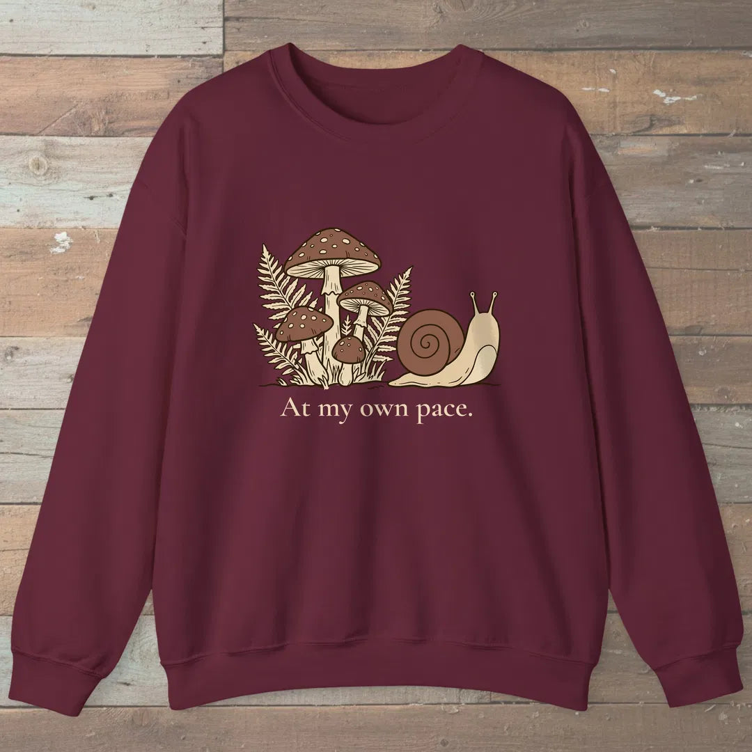 Own Pace Sweatshirt Maroon Outdoor Nature Tee