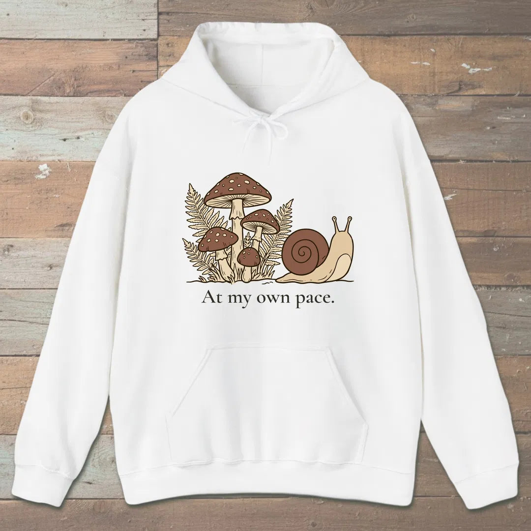Own Pace Hoodie White Outdoor Nature Tee