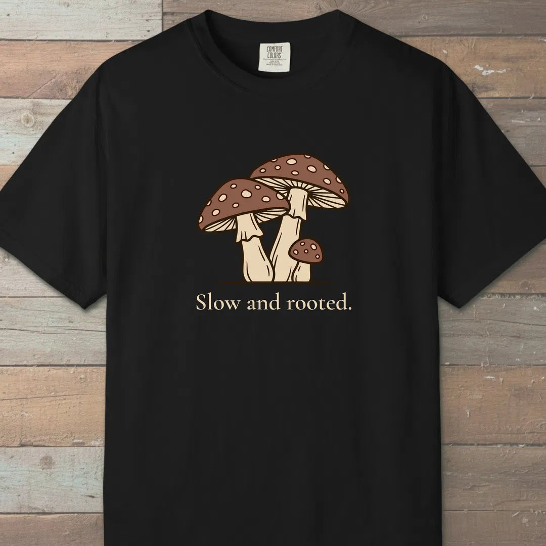 Slow And Rooted T-Shirt Black Outdoor Nature Tee