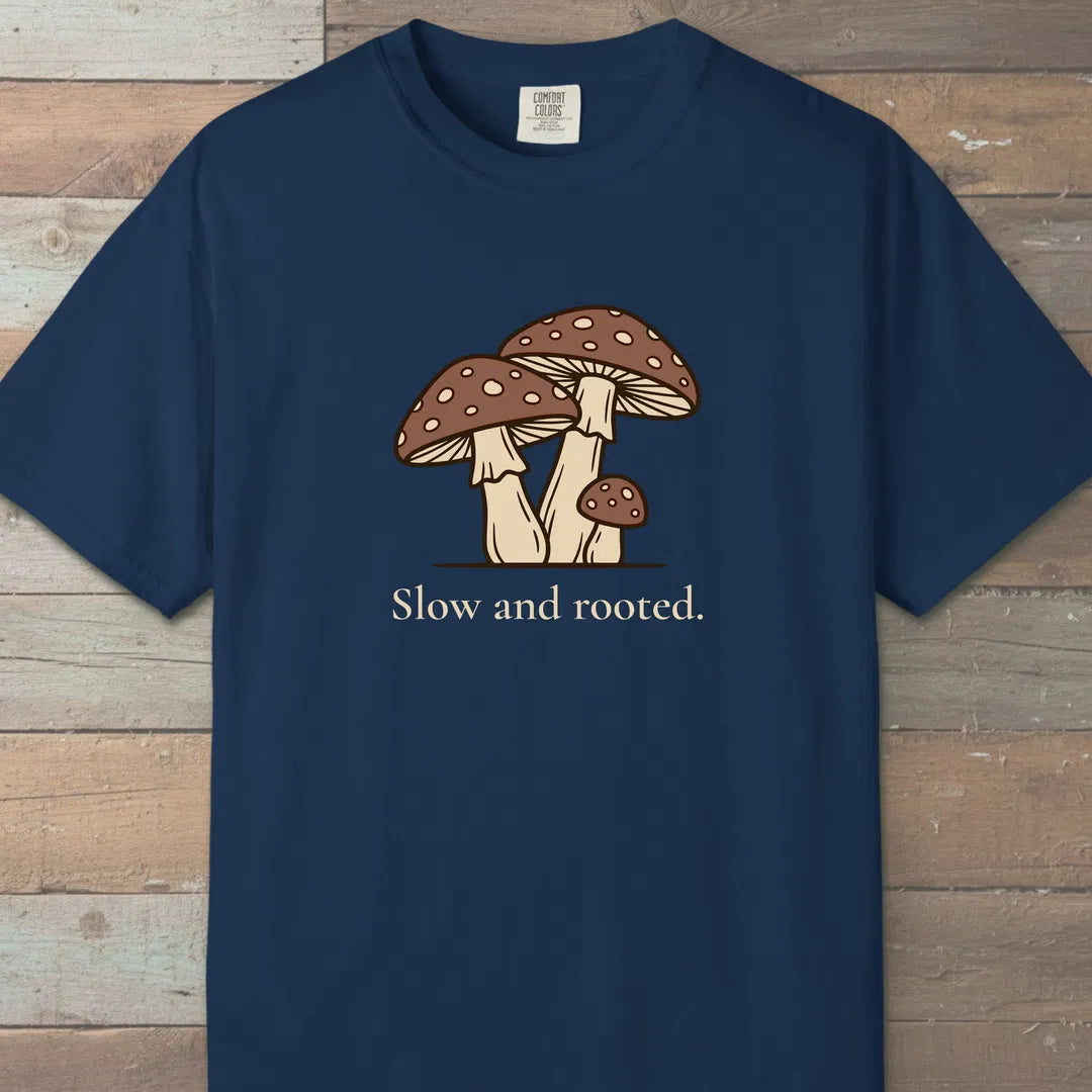 Slow And Rooted T-Shirt Navy Outdoor Nature Tee