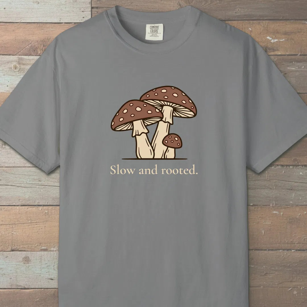 Slow And Rooted T-Shirt Grey Outdoor Nature Tee
