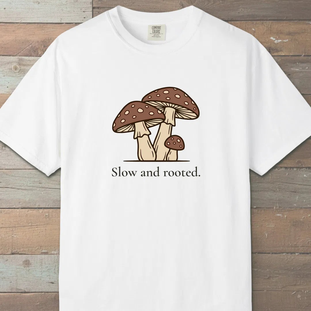 Slow And Rooted T-Shirt White Outdoor Nature Tee