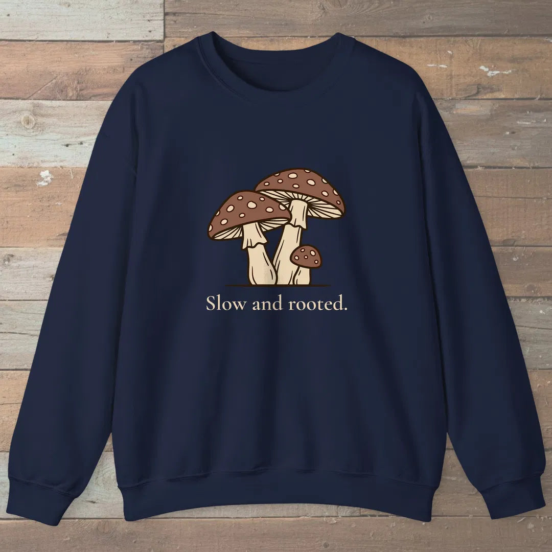 Slow And Rooted Sweatshirt Navy Outdoor Nature Tee