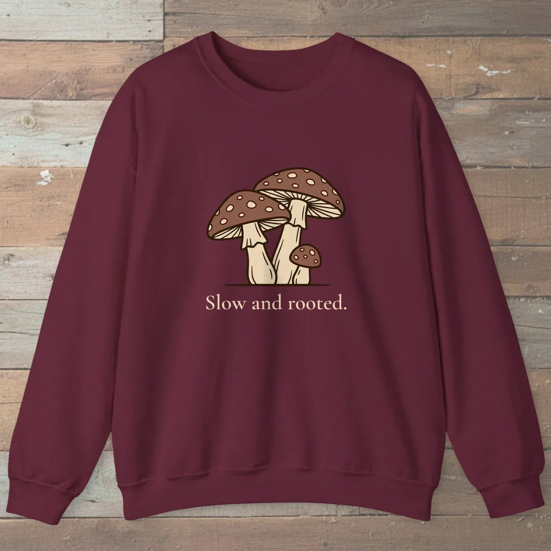 Slow And Rooted Sweatshirt Maroon Outdoor Nature Tee