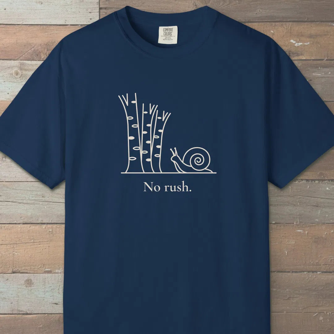 No Rush T-Shirt Navy Outdoor Nature Tee
