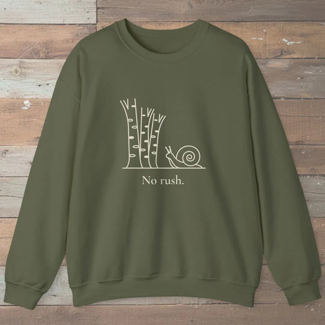 No Rush Sweatshirt Military Green Outdoor Nature Tee