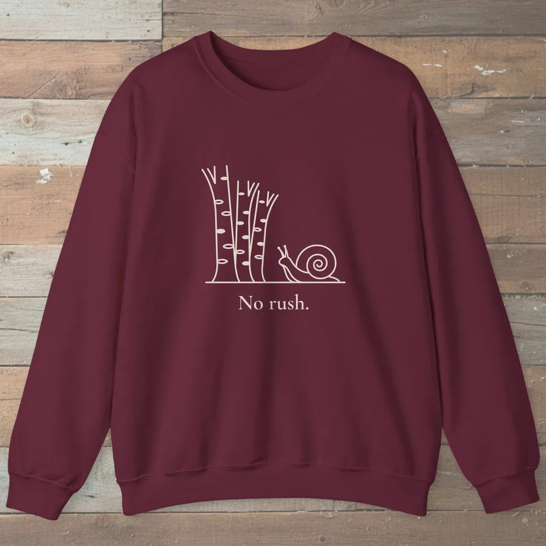 No Rush Sweatshirt Maroon Outdoor Nature Tee