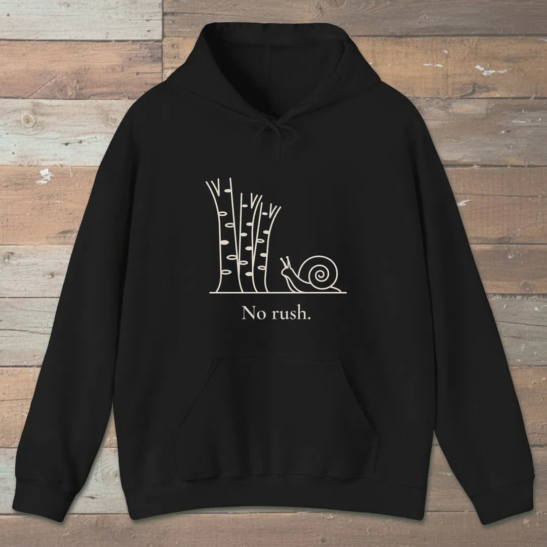 No Rush Hoodie Black Outdoor Nature Tee