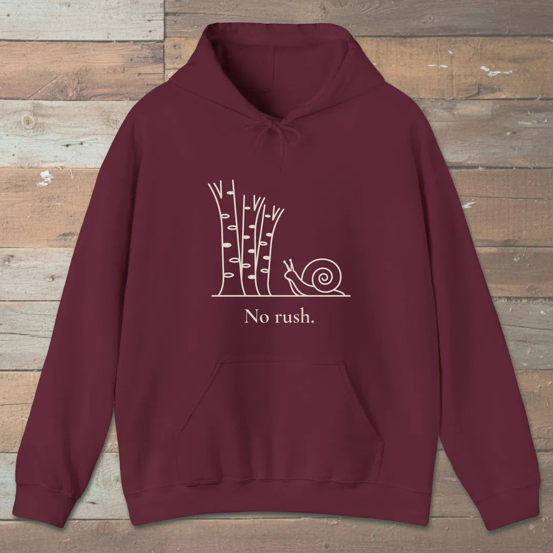 No Rush Hoodie Maroon Outdoor Nature Tee
