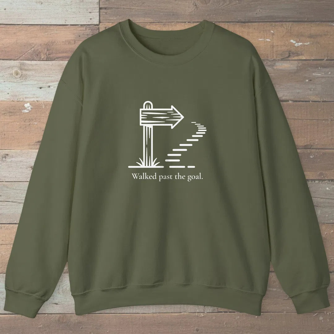 Past The Goal Sweatshirt Military Green Outdoor Nature Tee