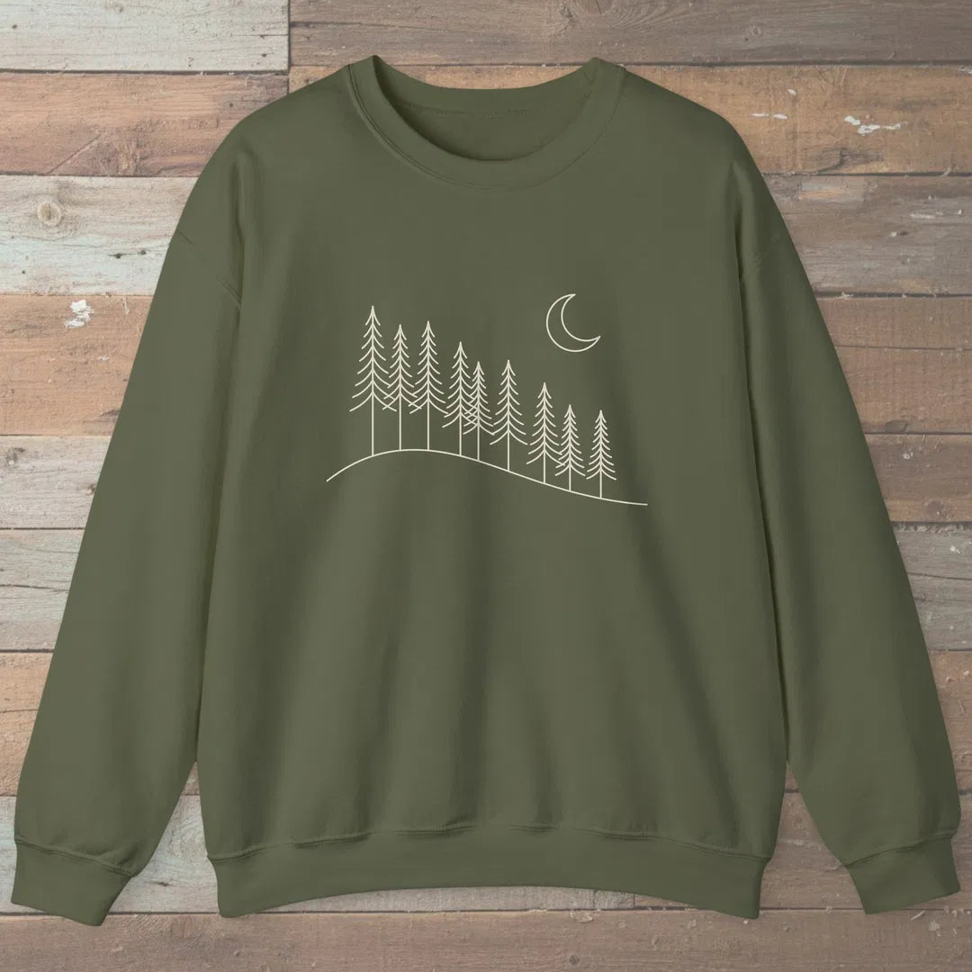 Night Ridge Sweatshirt Military Green Outdoor Nature Tee