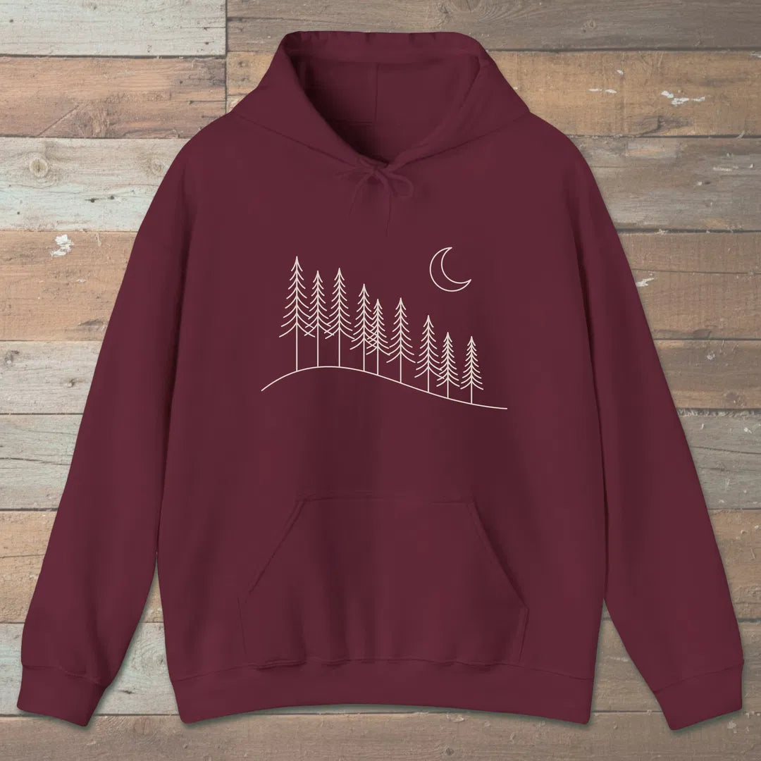 Night Ridge Hoodie Maroon Outdoor Nature Tee