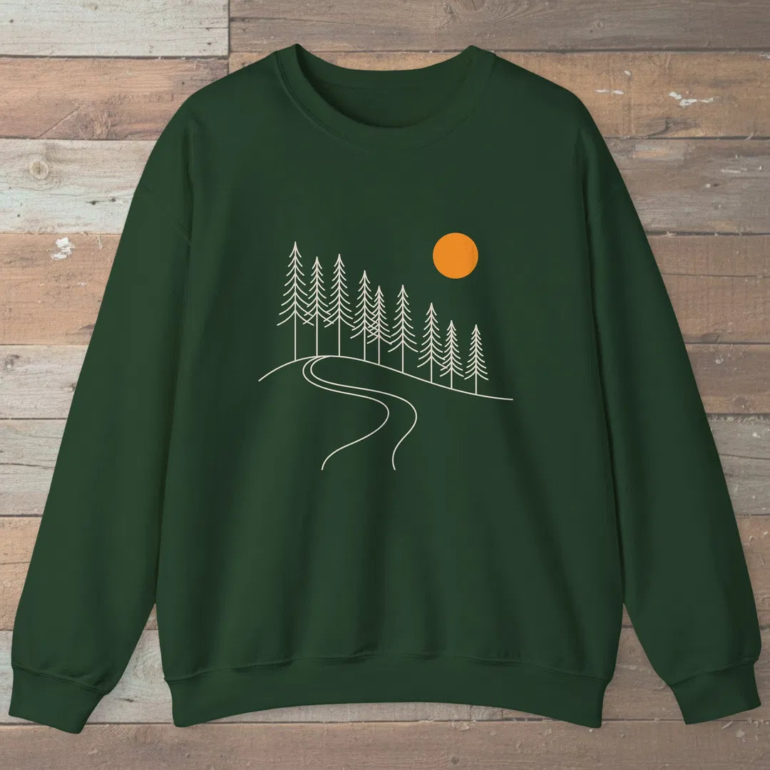Winding Way Sweatshirt Forest Green Outdoor Nature Tee