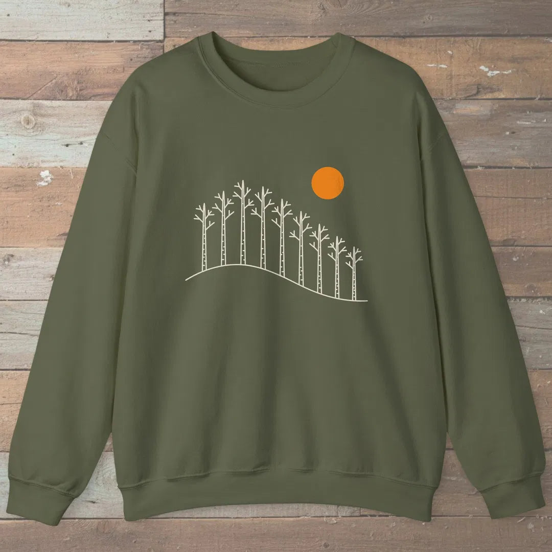 Birch Hill Sweatshirt Military Green Outdoor Nature Tee