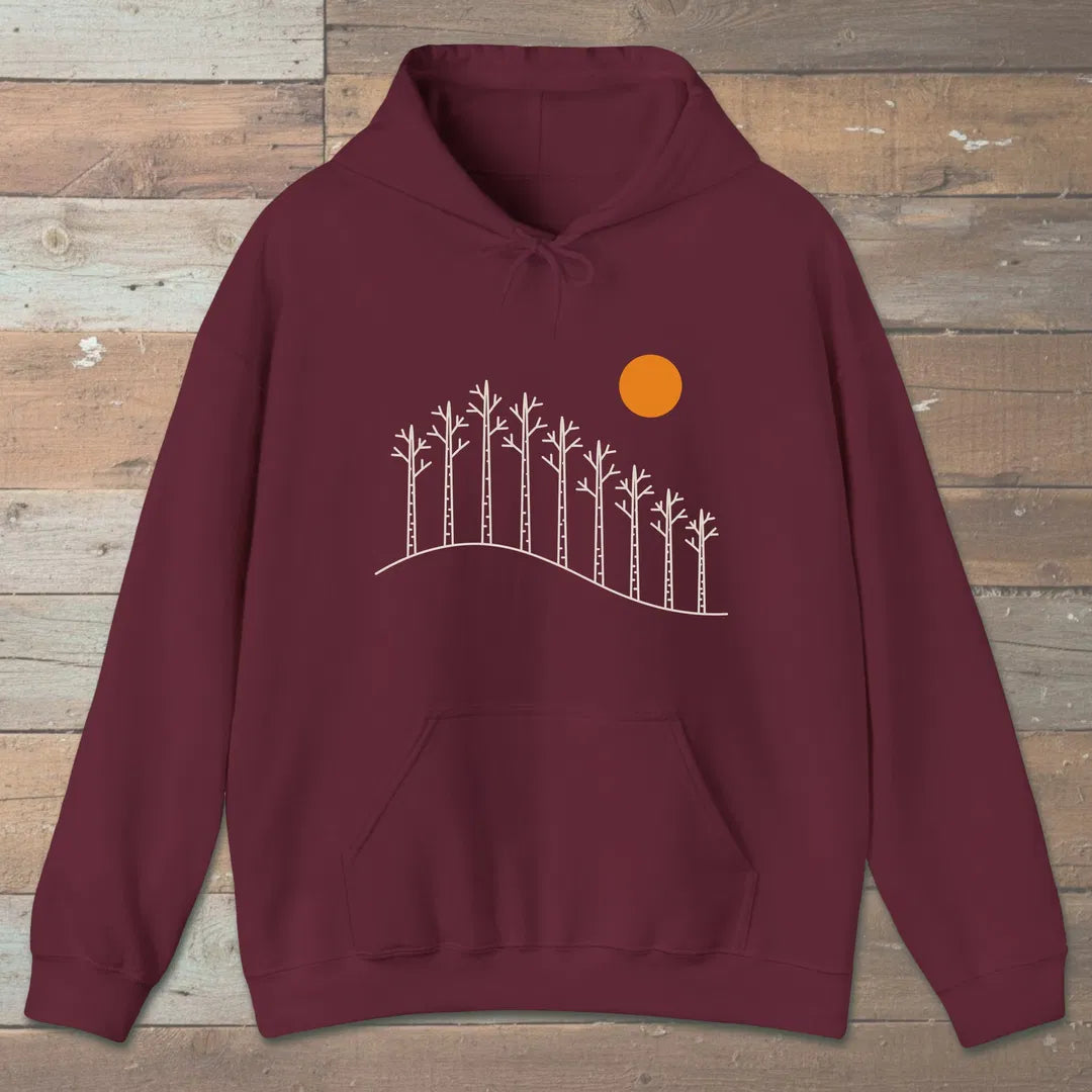 Birch Hill Hoodie Maroon Outdoor Nature Tee