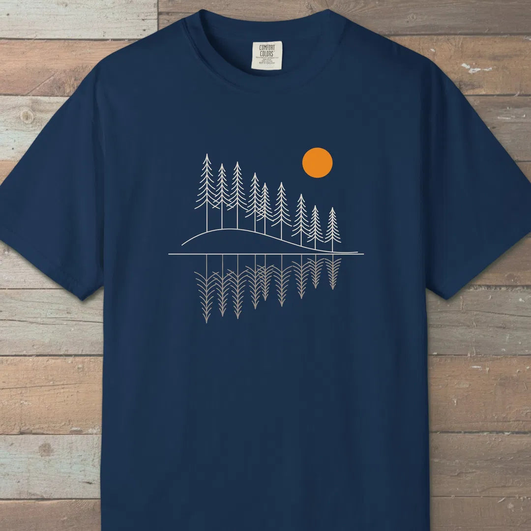 Forest Reflection T-Shirt Navy Outdoor Nature Tee