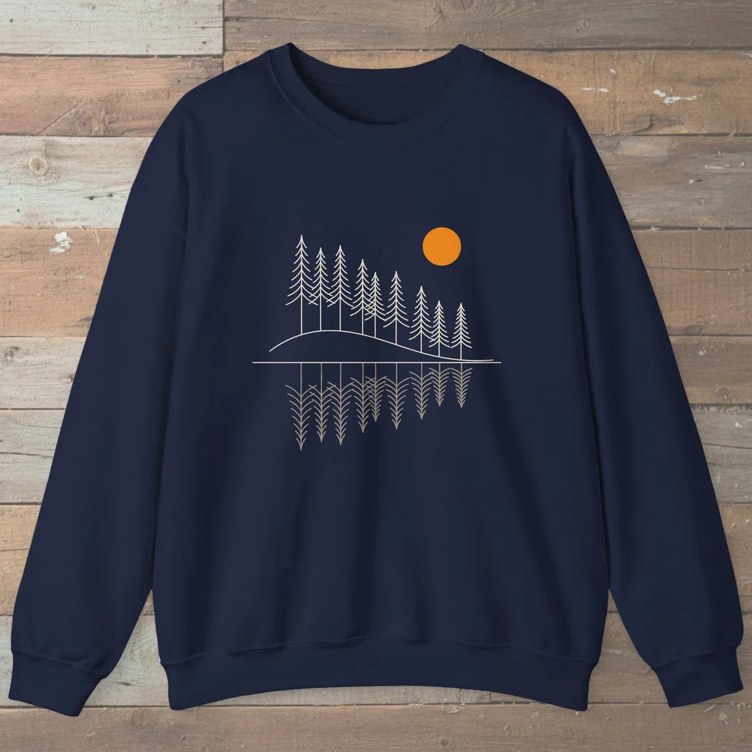 Forest Reflection Sweatshirt Navy Outdoor Nature Tee