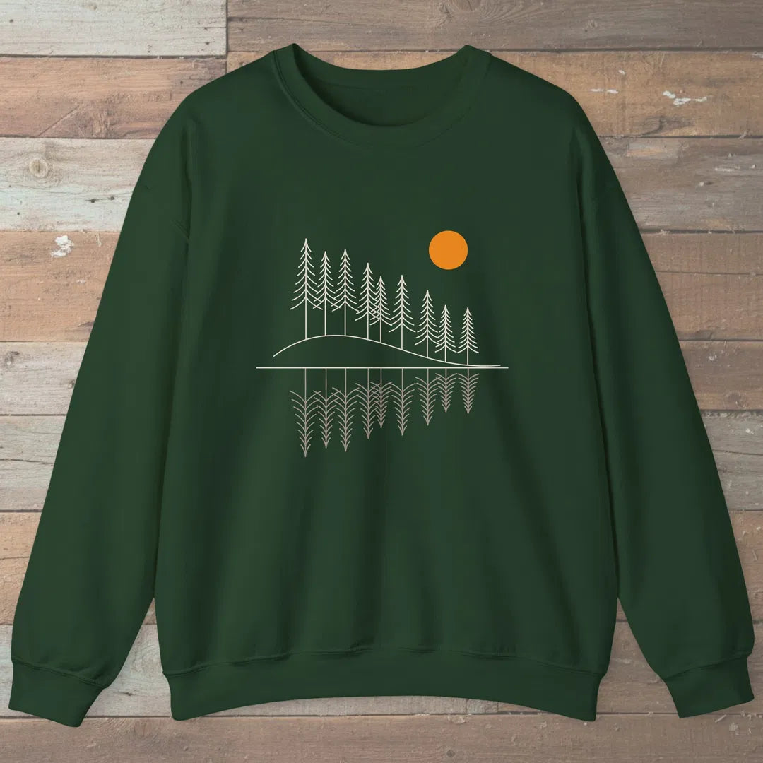 Forest Reflection Sweatshirt Forest Green Outdoor Nature Tee