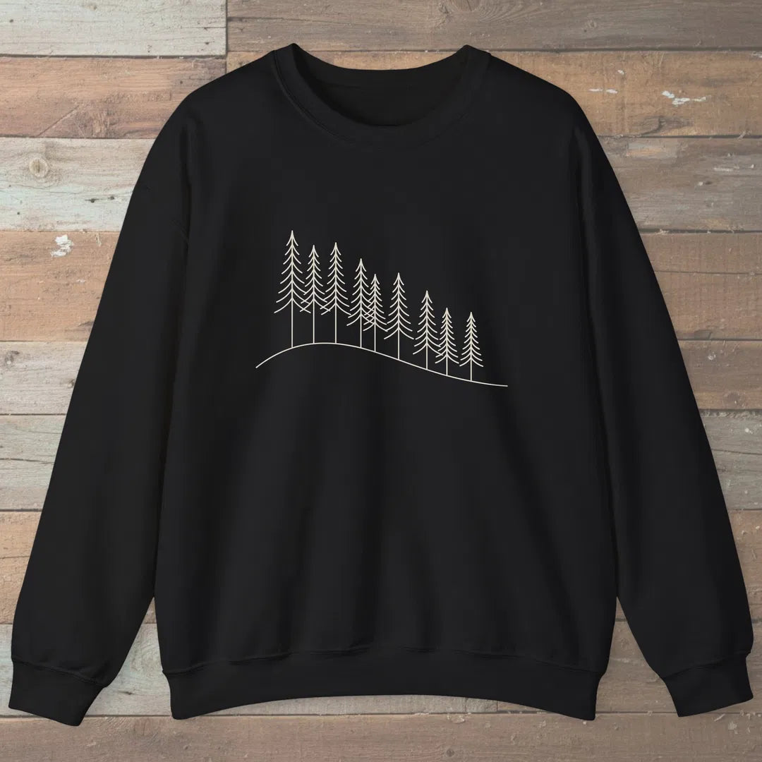 Treeline Descent Sweatshirt Black Outdoor Nature Tee