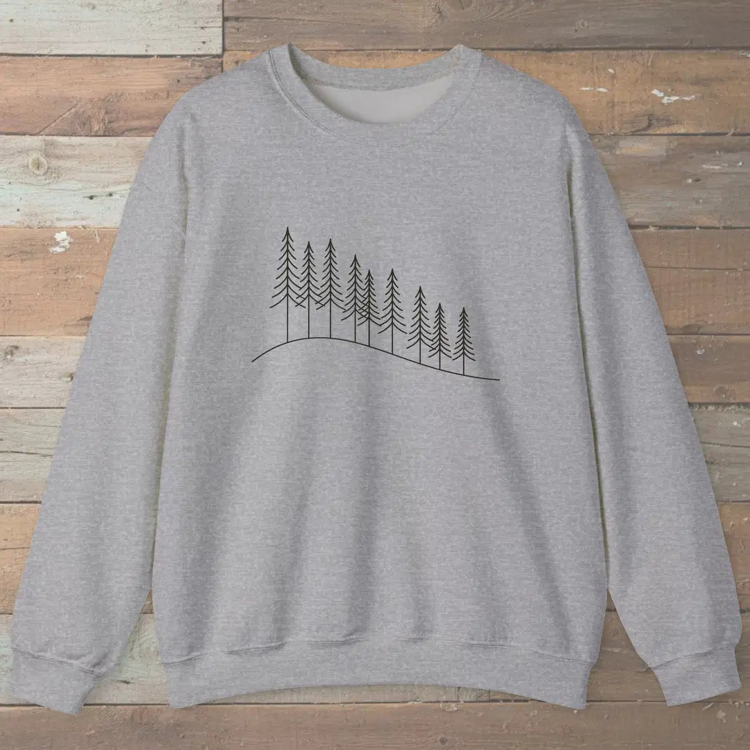 Treeline Descent Sweatshirt Sport Grey Outdoor Nature Tee