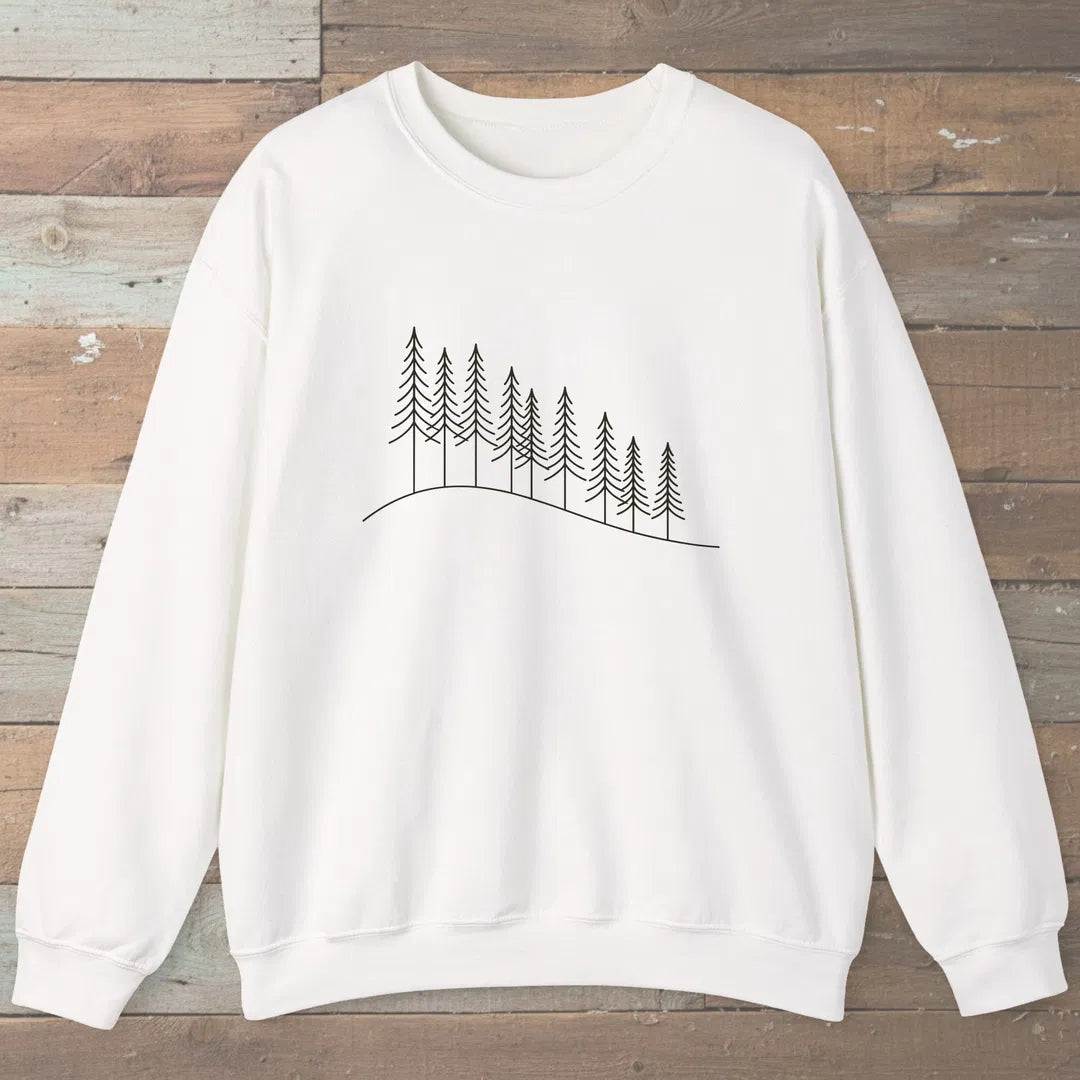 Treeline Descent Sweatshirt White Outdoor Nature Tee
