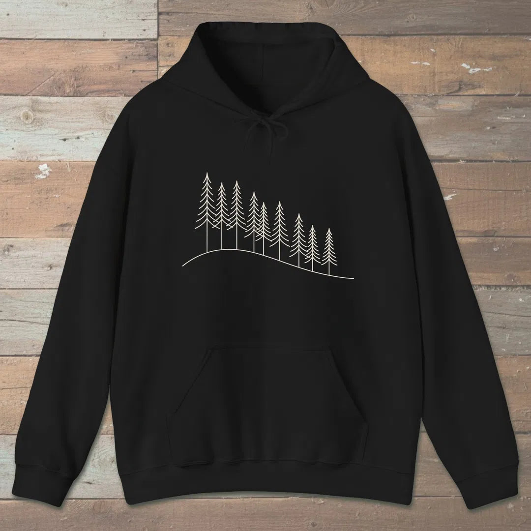 Treeline Descent Hoodie Black Outdoor Nature Tee