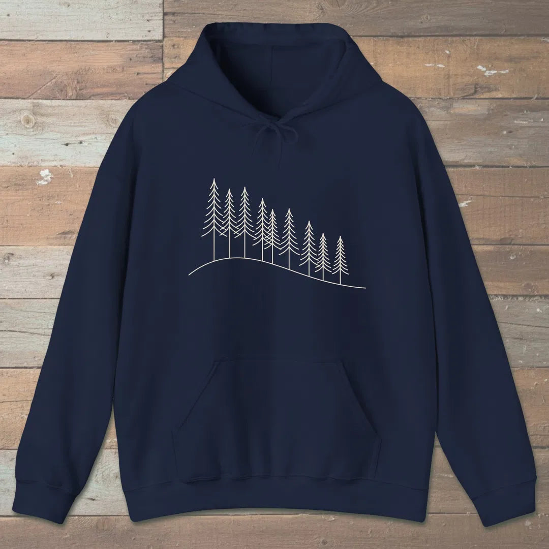 Treeline Descent Hoodie Navy Outdoor Nature Tee