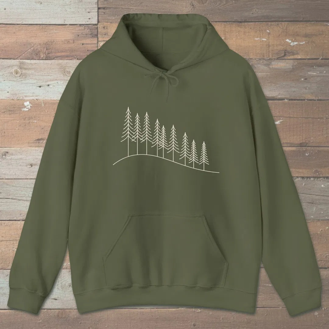 Treeline Descent Hoodie Military Green Outdoor Nature Tee