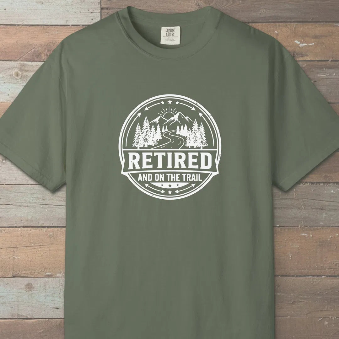 Retired On The Trail T-Shirt Moss Outdoor Nature Tee