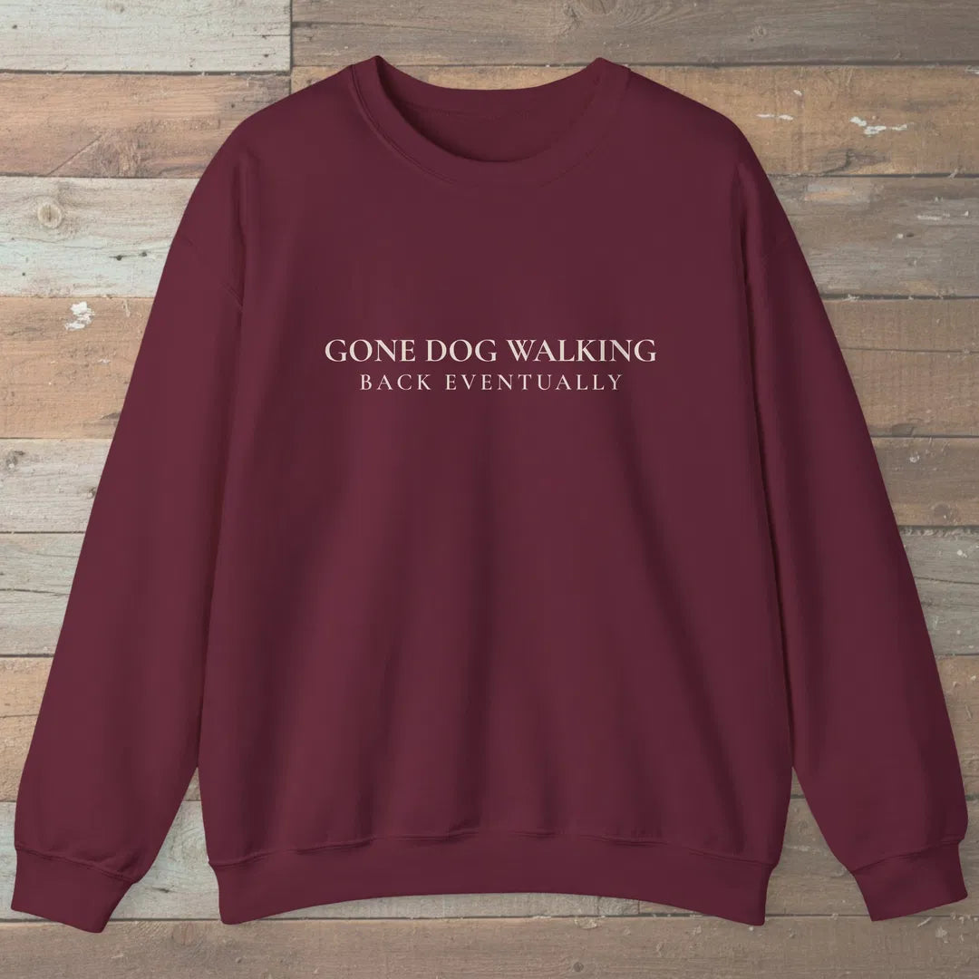 Gone Dog Walking Sweatshirt Maroon Outdoor Nature Tee