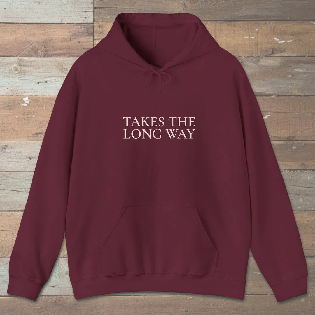 Takes The Long Way Hoodie Maroon Outdoor Nature Tee
