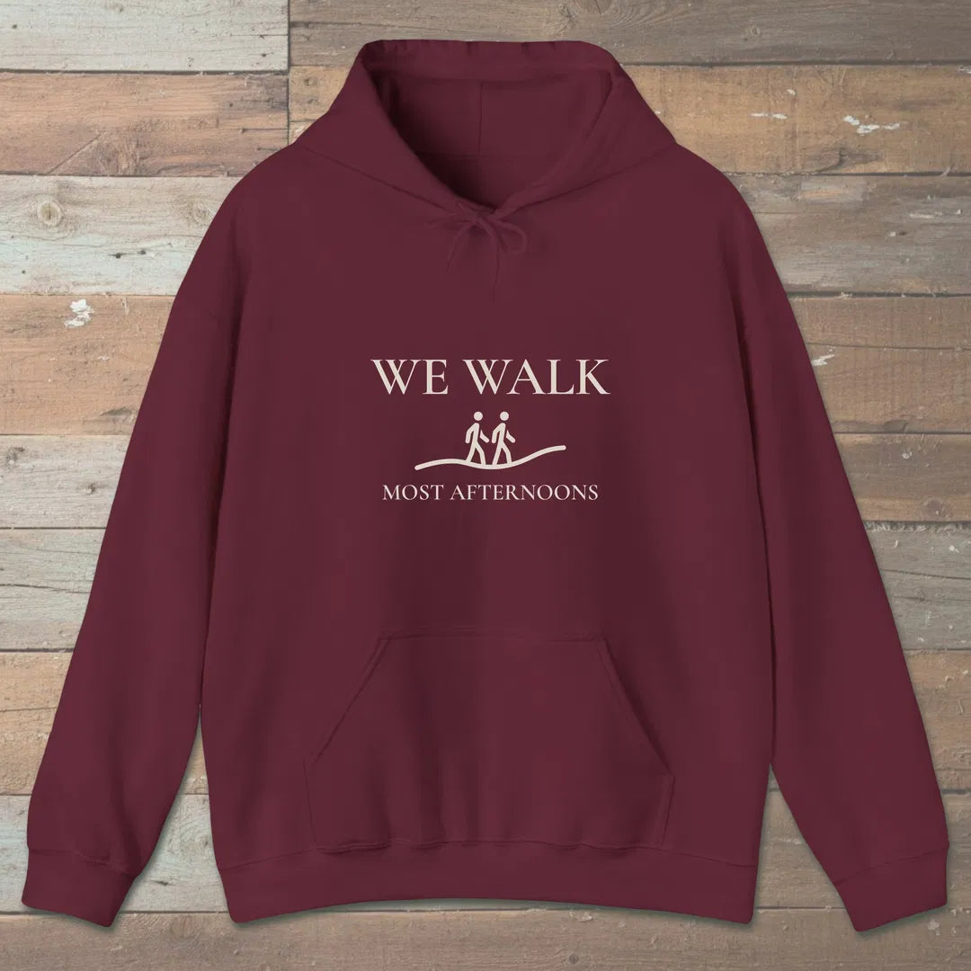 We Walk Hoodie Maroon Outdoor Nature Tee